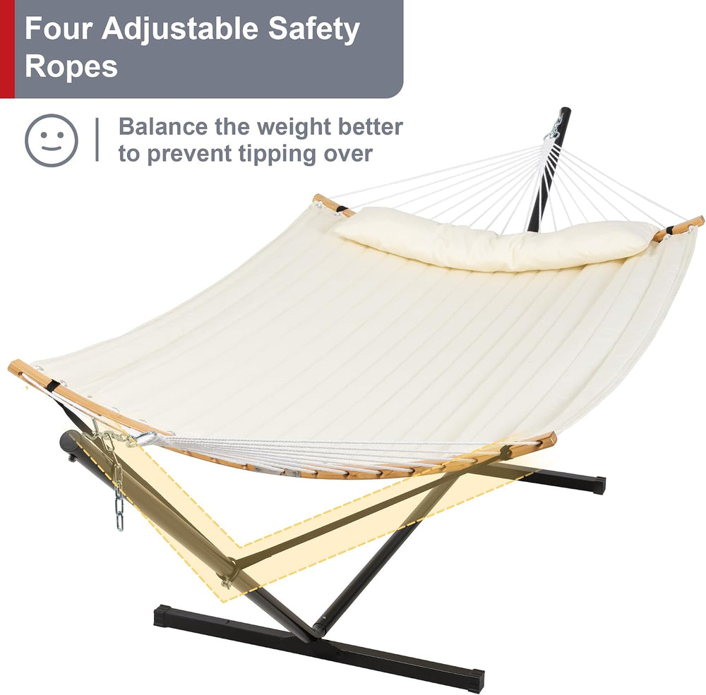 Outdoor Hammock with Stand Included, Two Person Hammock, Beige
