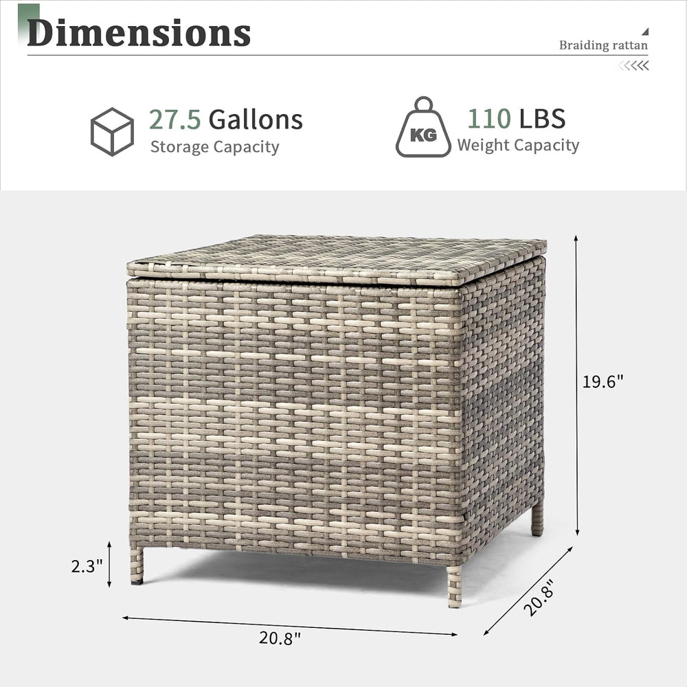 VINGLI Outdoor Side Table with Storage, 27-Gallon Patio Deck Box Outdoor Wick...