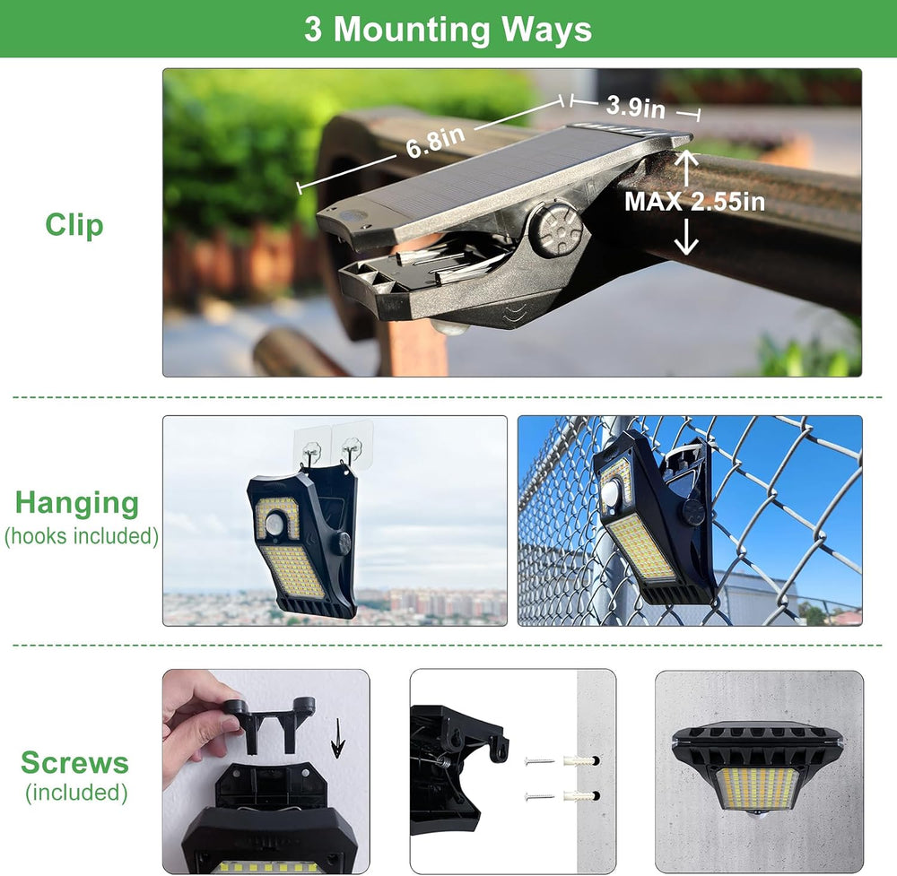 Tryme 118Leds Solar Lights Outdoor Clip Motion Sensor Lights Security Light 3...