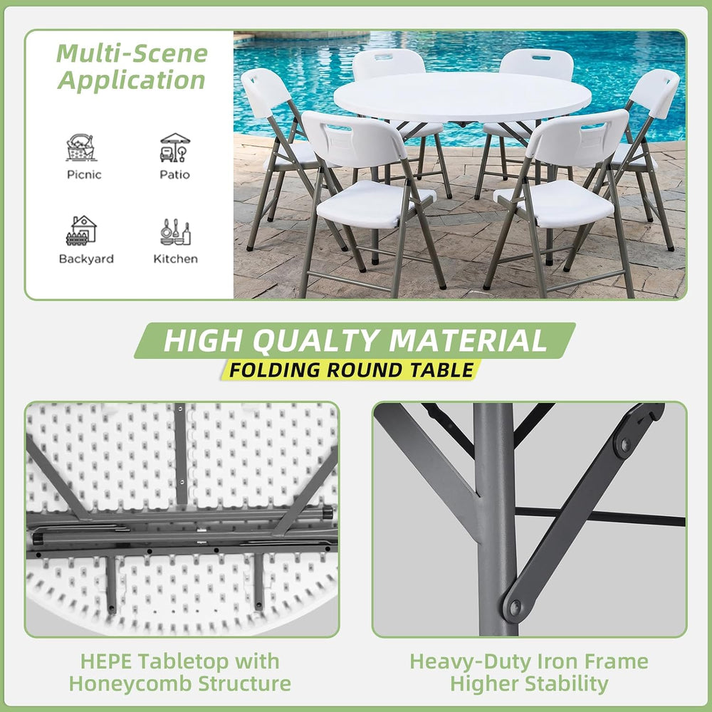 4FT Foldable Table,Folding Plastic Card Table with Handle