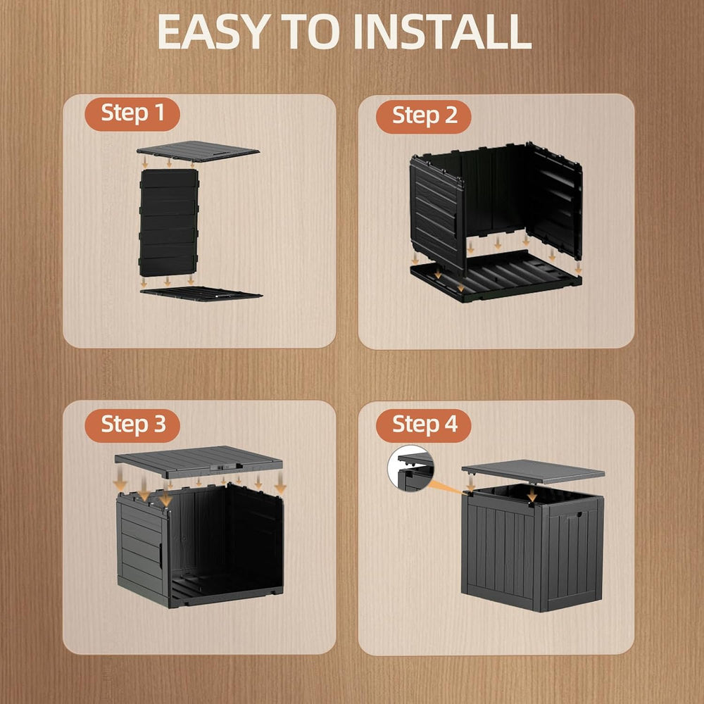 Outdoor Storage Box 35 Gallon Deck Box, Waterproof Resin