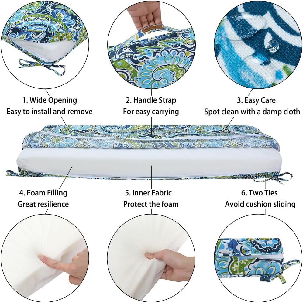 Magpie Fabrics Outdoor Bench Cushion 48 x 18 Inch, Waterproof Fade Resistant ...