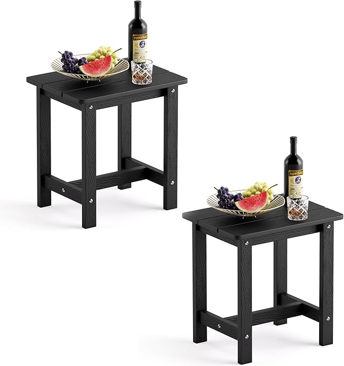 LUE BONA Outdoor Side Table Set of 2, HDPS Small Outdoor Table, Adirondack Si...