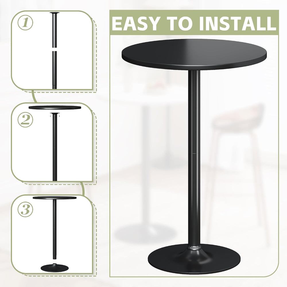 Flamaker Round Bistro Pub Table Modern Style Metal Base MDF Top Cocktail Bar ...