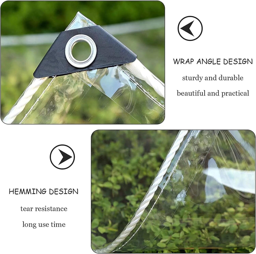 Clear Tarp with Grommets 6x6ft 14Mil Transparent Heavy Duty PVC Vinyl Cover