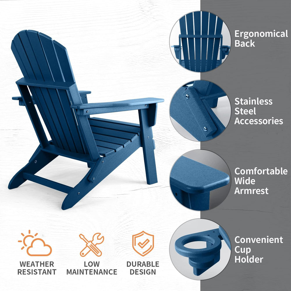 FUNBERRY Oversized Folding Adirondack Chair Set of 2, Fire Pit Chair 400LBS