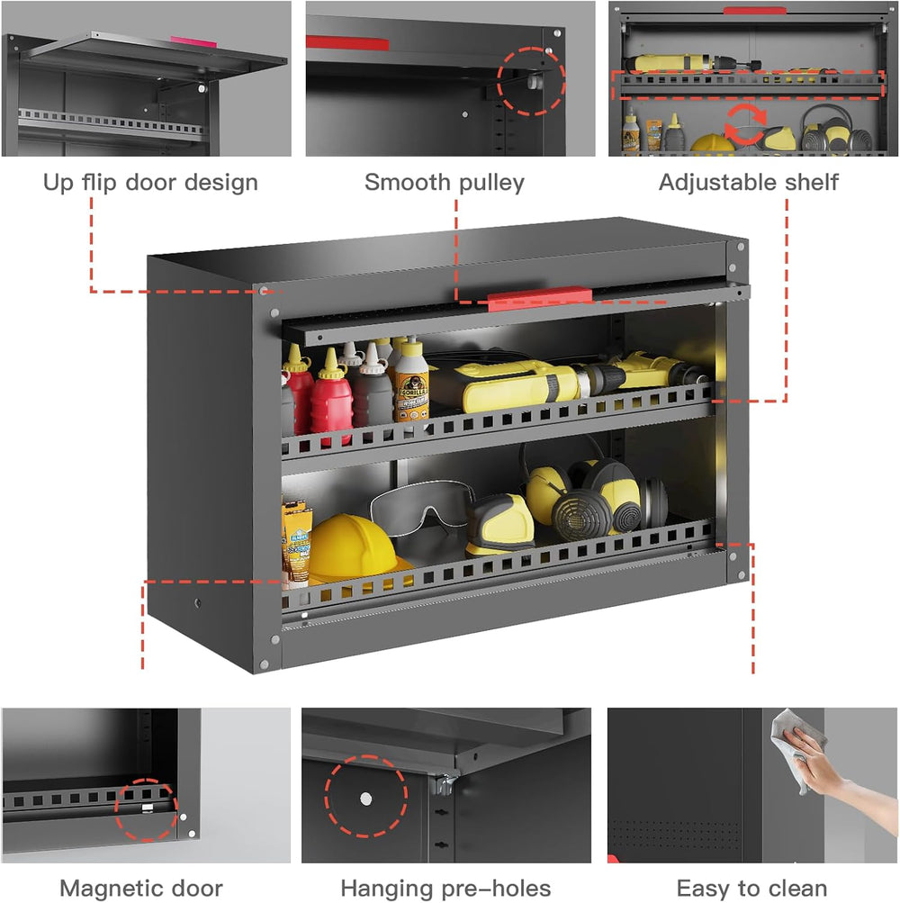 Metal Garage Wall Cabinet,Garage Storage Cabinet with Up Flip Door