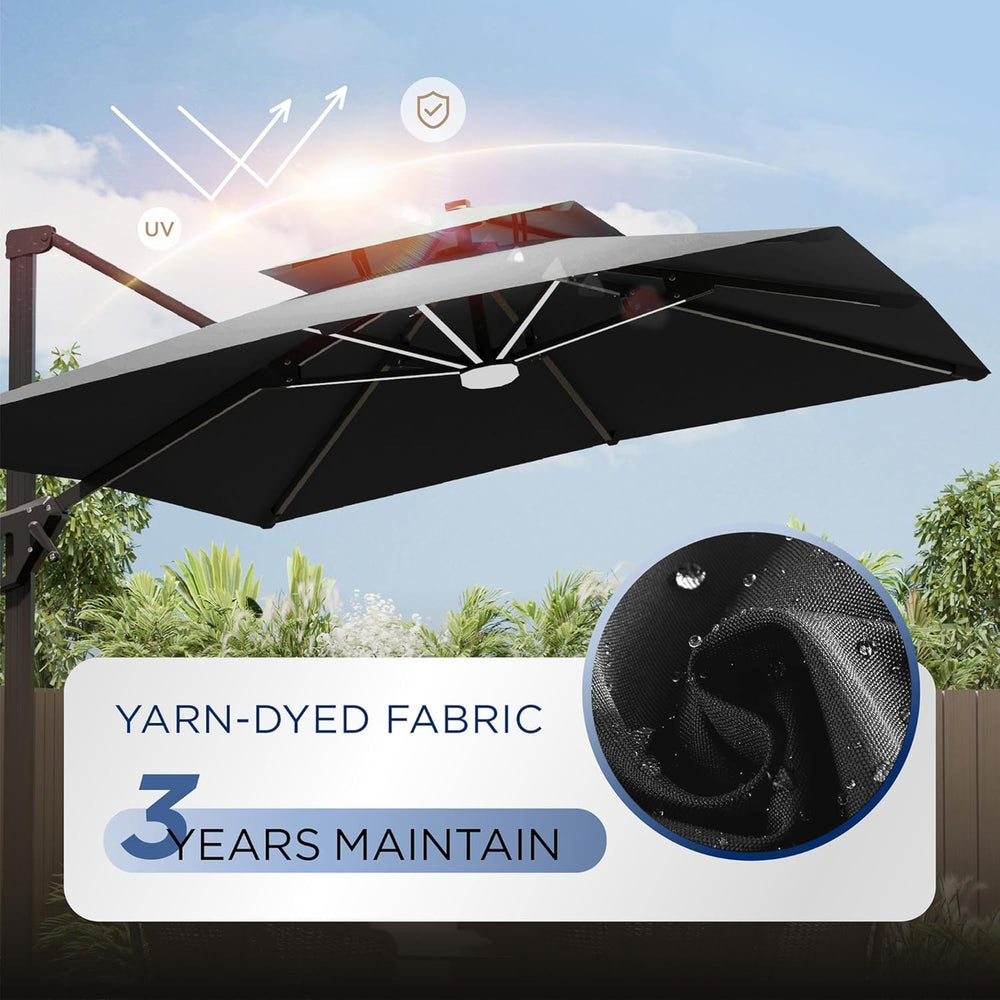 Deconk 10' X 13' Patio Cantilever Outdoor Umbrella with Base and LED ...