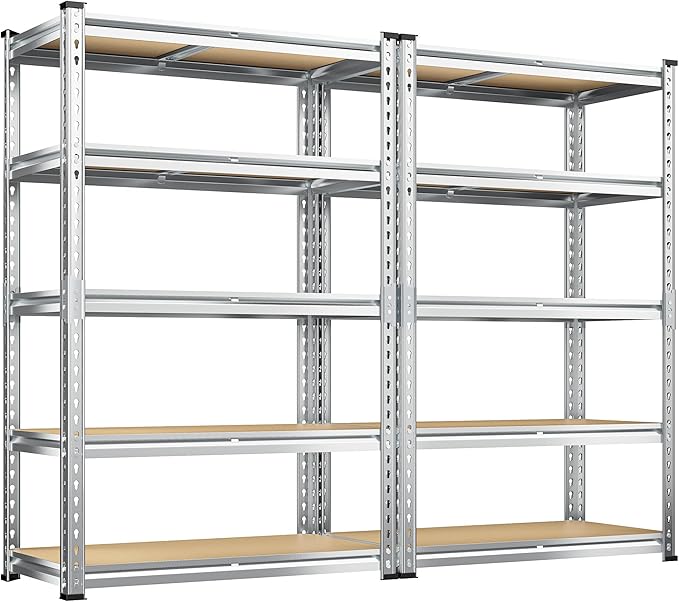 REIBII Garage Shelving, 5 Tier Storage Shelves Load 2400LBS, Adjustable Garag...