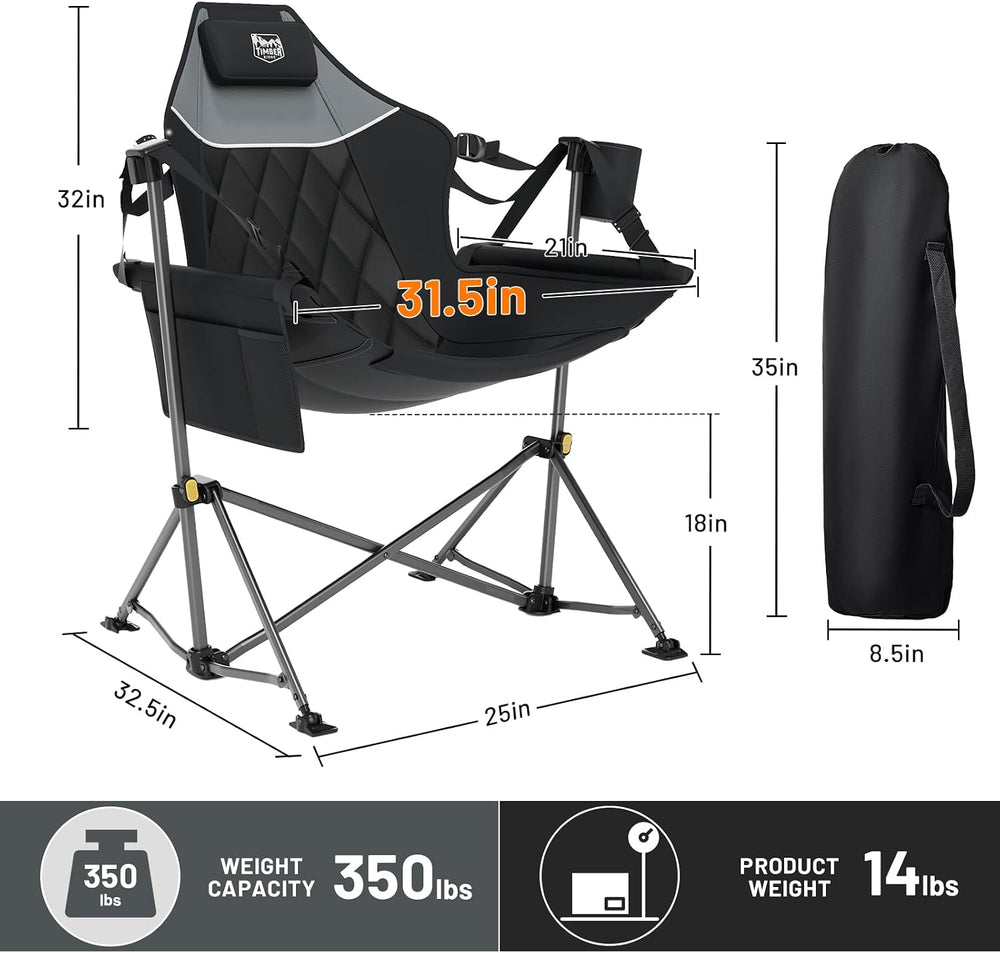 Timber Ridge Hammock Camping Chair with Adjustable Backrest, Heavy Duty Foldi...