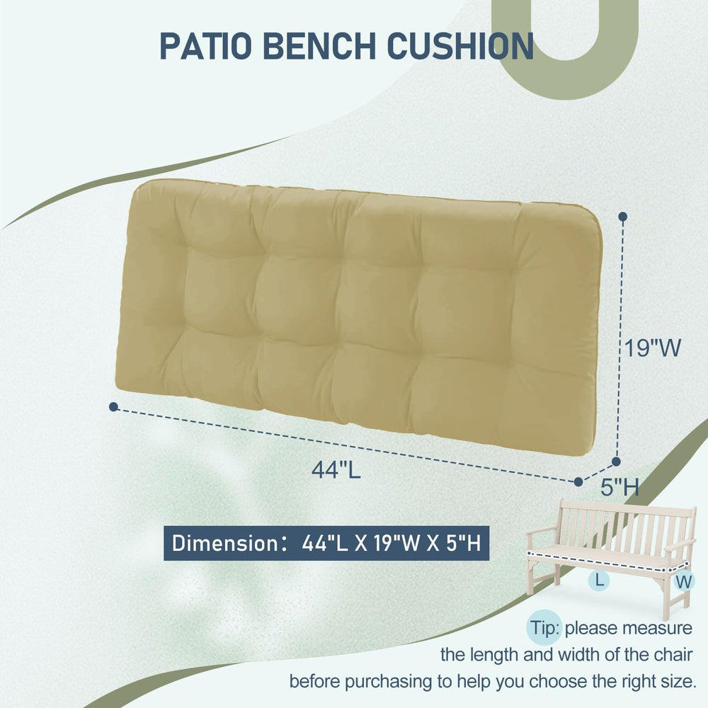 downluxe Outdoor Bench Cushion for Patio Furniture, Water Resistant Tufted Ov...