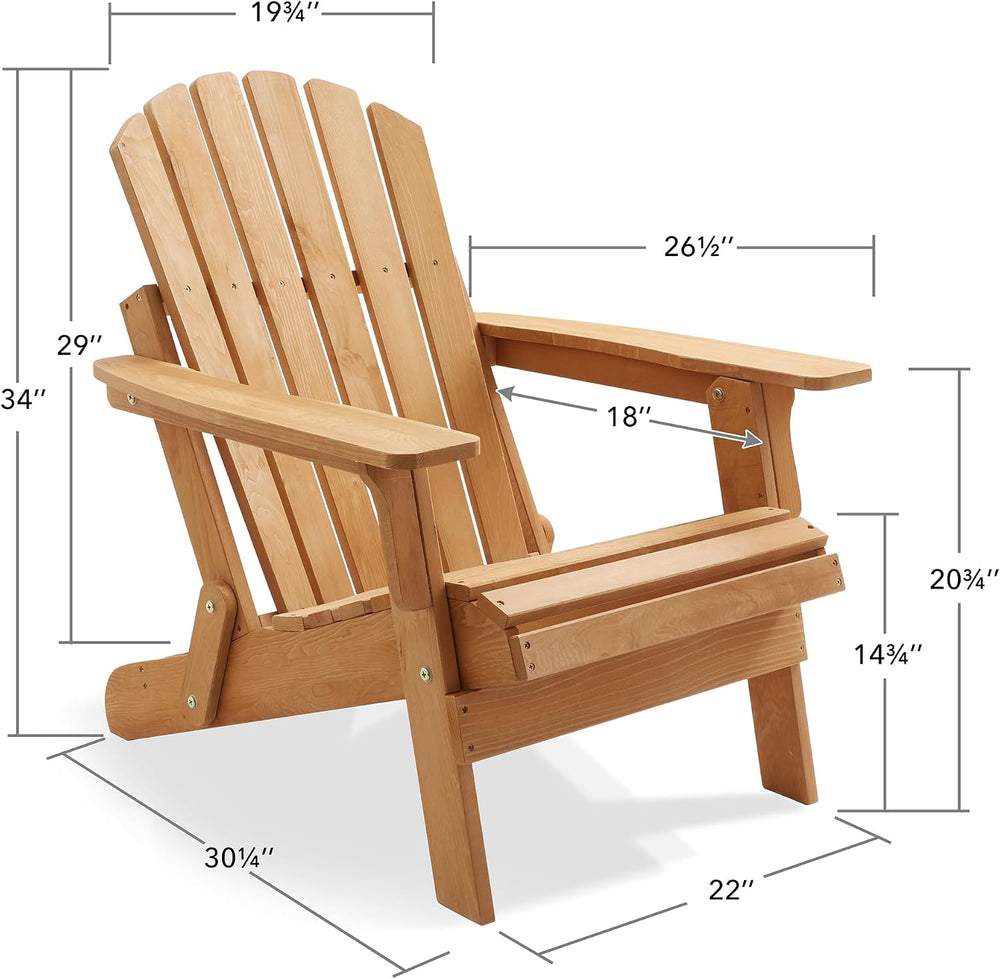 Casafield Oversized Folding Adirondack Chair, Set of 2 Cedar Wood Outdoor Fir...
