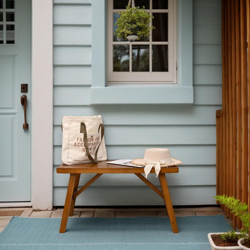 SwallowLiving Handcrafted Solid Wood Bench, 30" - Farmhouse-Style Entryw...