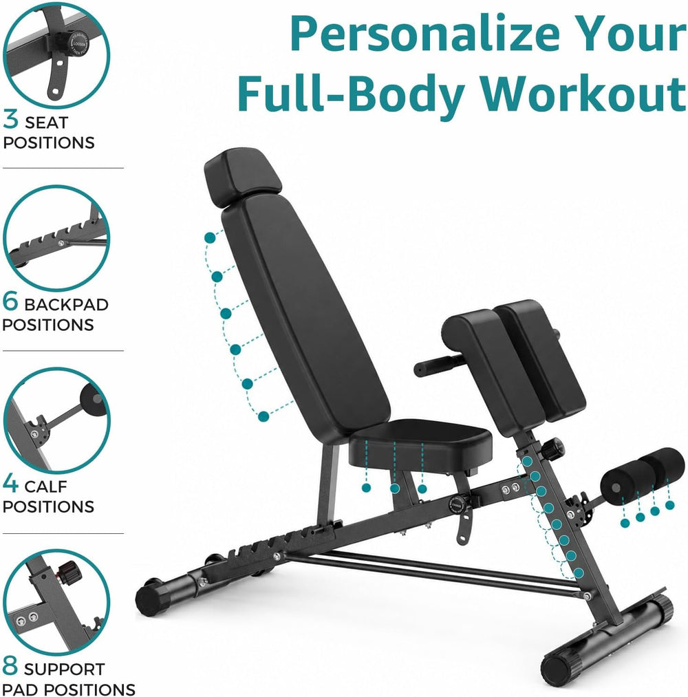 OLIXIS Adjustable Weight Bench, 660 LBS Foldable Workout Bench Press