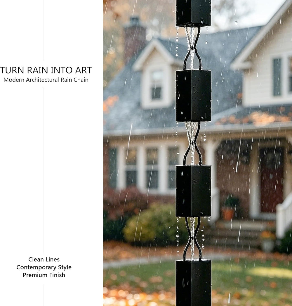 3 ft Aluminum Rain Chain for Gutters Outside, Big Square Cup