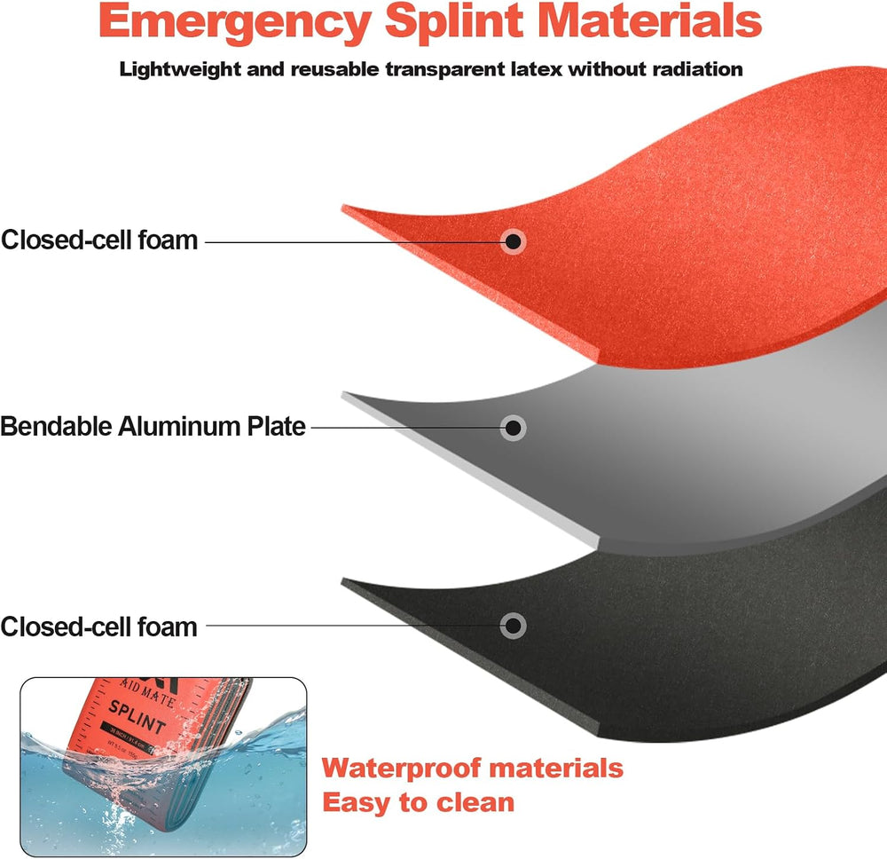 First Aid Splint Kit – 4 Reusable Malleable Splints (36"/18"/9"...
