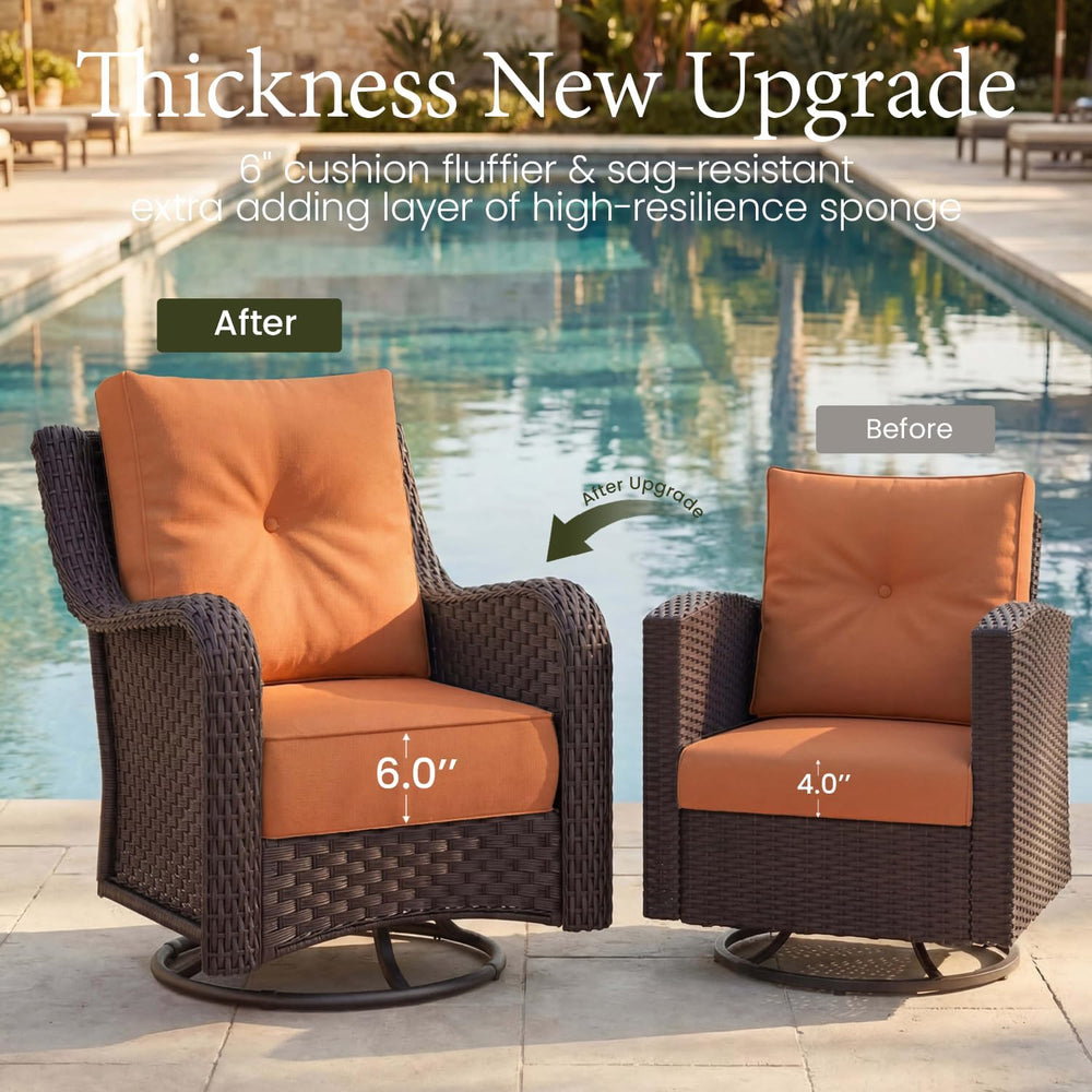 LayinSun 10 Piece Wicker Outdoor Furniture Set with 6-inch Comfy Cushions
