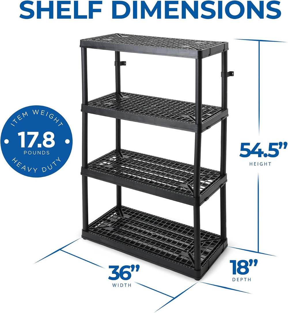 Gracious Living 4-Shelf Heavy-Duty Shelving Storage Rack for Home, Black