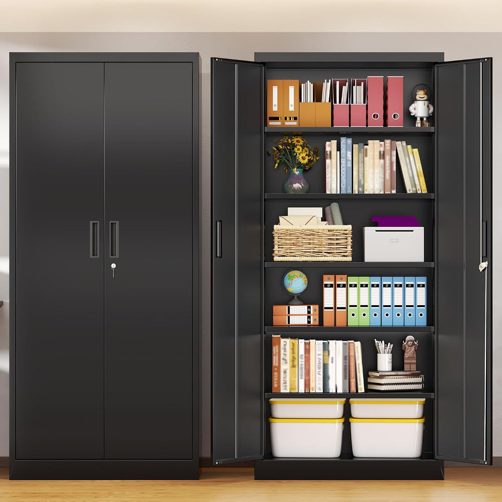 BESFUR Metal Storage Cabinet, 71" H Locking Storage Cabinet with 5 Adjus...