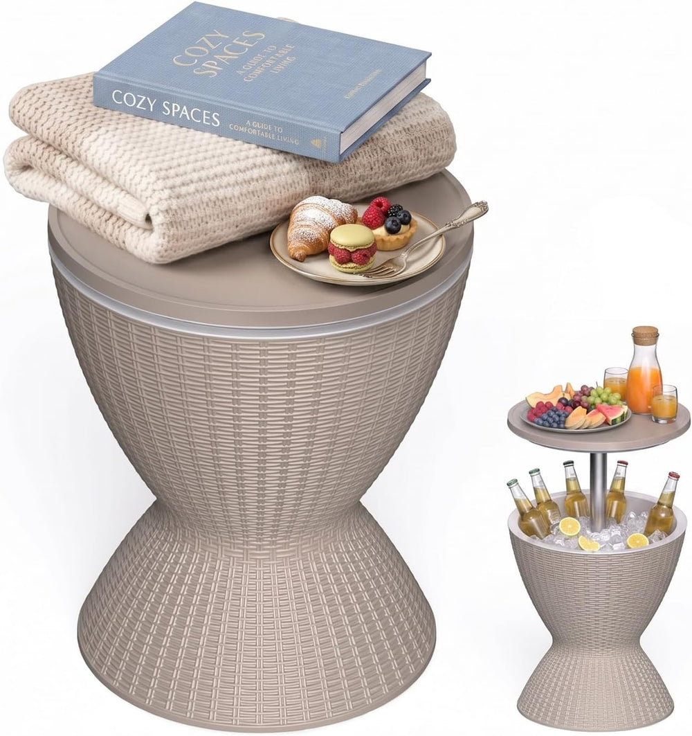 EasyUp Outdoor Cooler Bar Table – 8 Gallon Outdoor Patio Cooler Table with Dr...