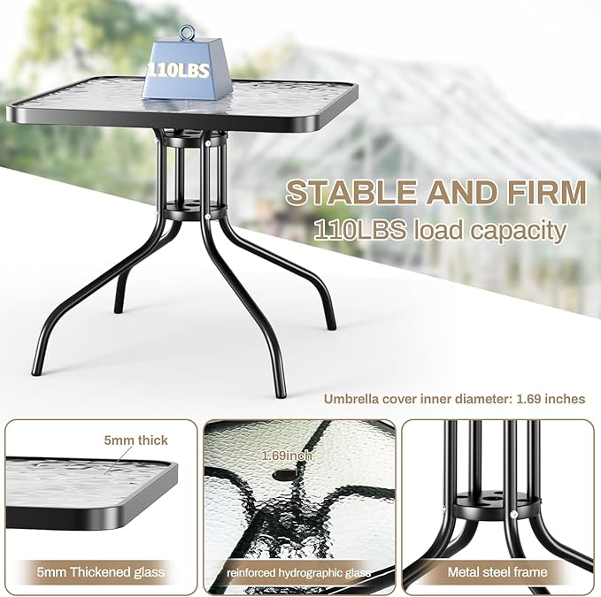 TLSUNNY Patio Dining Set 5 Pieces, All Weather Outdoor Furniture W/30"X ...