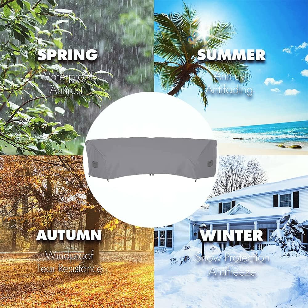 Patio Sectional Curved Sofa Protector Cover Waterproof Heavy Duty 420D Oxford...