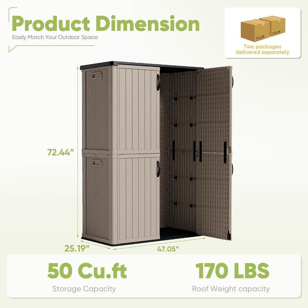 Devoko Outdoor Storage Cabinet 50 Cu Ft with Lockable Doors, Vertical Storage...