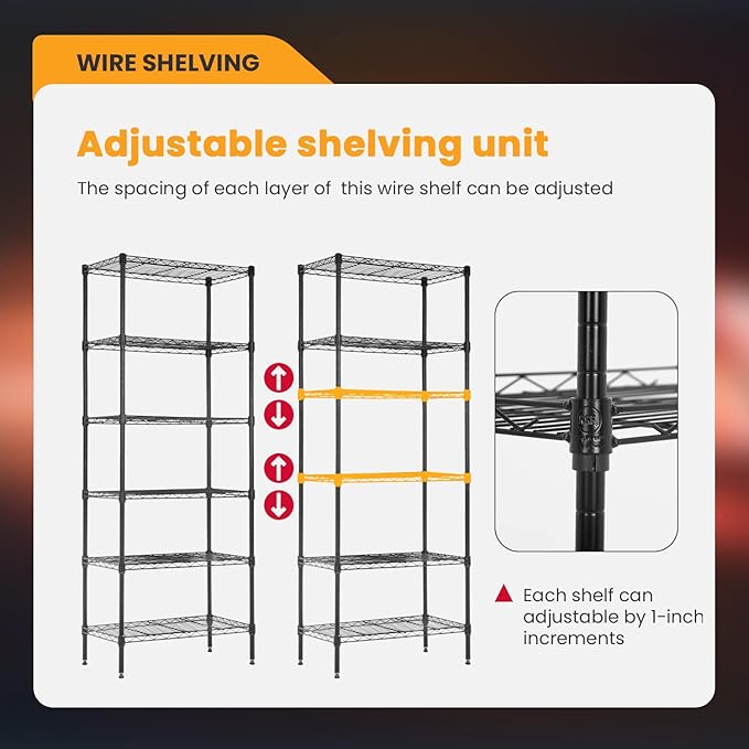 BestOffice Adjustable Wire Shelving Storage Shelves Heavy Duty Shelving Unit ...