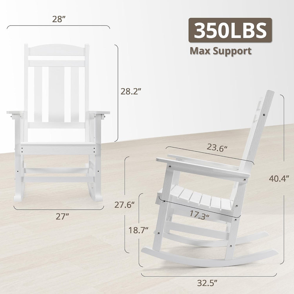 LUE BONA Outdoor Rocking Chairs Set of 2, Weather Resistant HDPS Poly Rocker ...