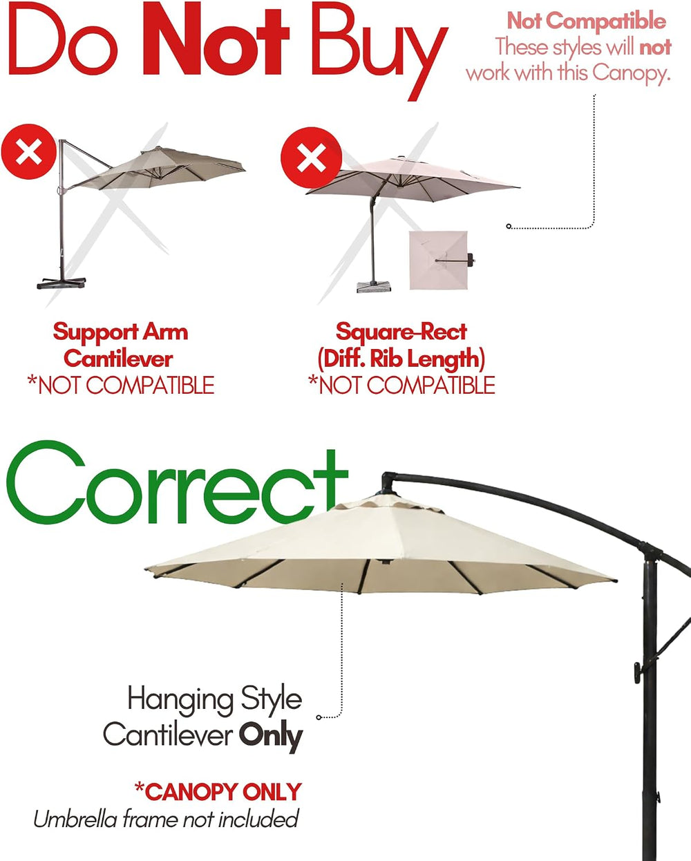 Formosa Covers Replacement Umbrella Canopy for 11ft 8 Rib Hanging Offset Cant...