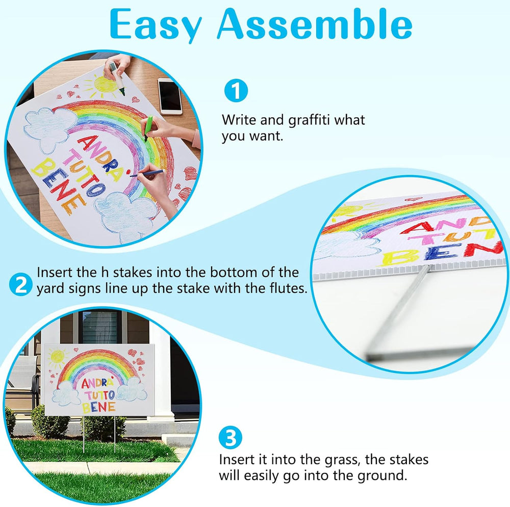 Blank Yard Signs with Stakes, Remiawy 10 Pack Lawn Signs Corrugated Plastic 1...