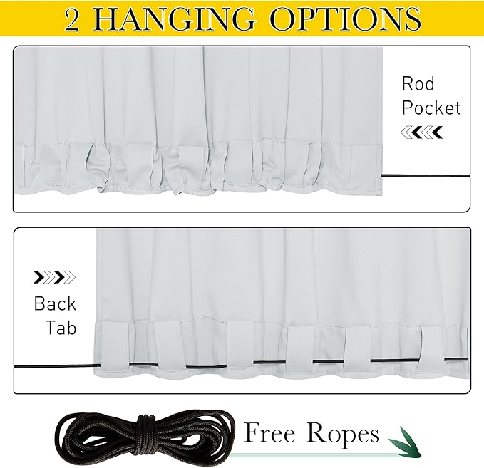 NICETOWN 2 Panels Outdoor Curtains with Grommet & Back Tab on top and Bot...