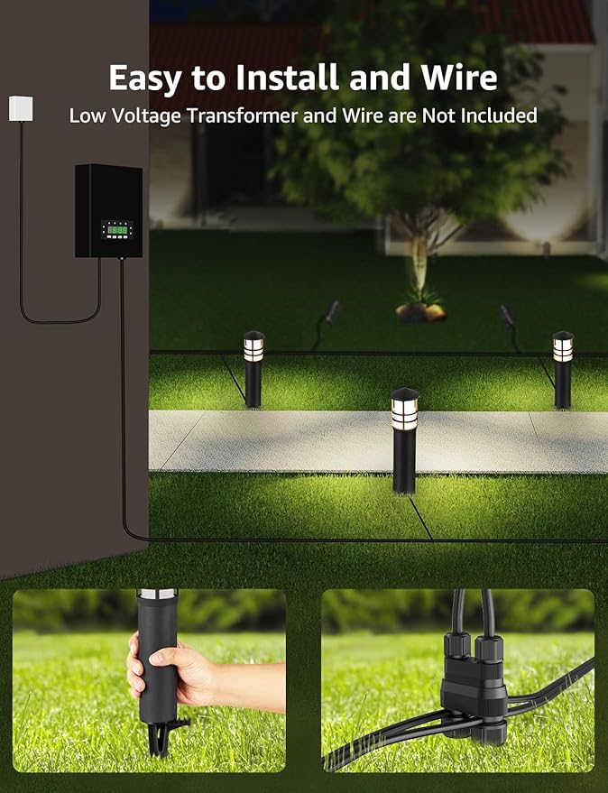 SUNVIE 12-Pack Low Voltage Landscape Pathway Lights 3W Outdoor Landscape Ligh...