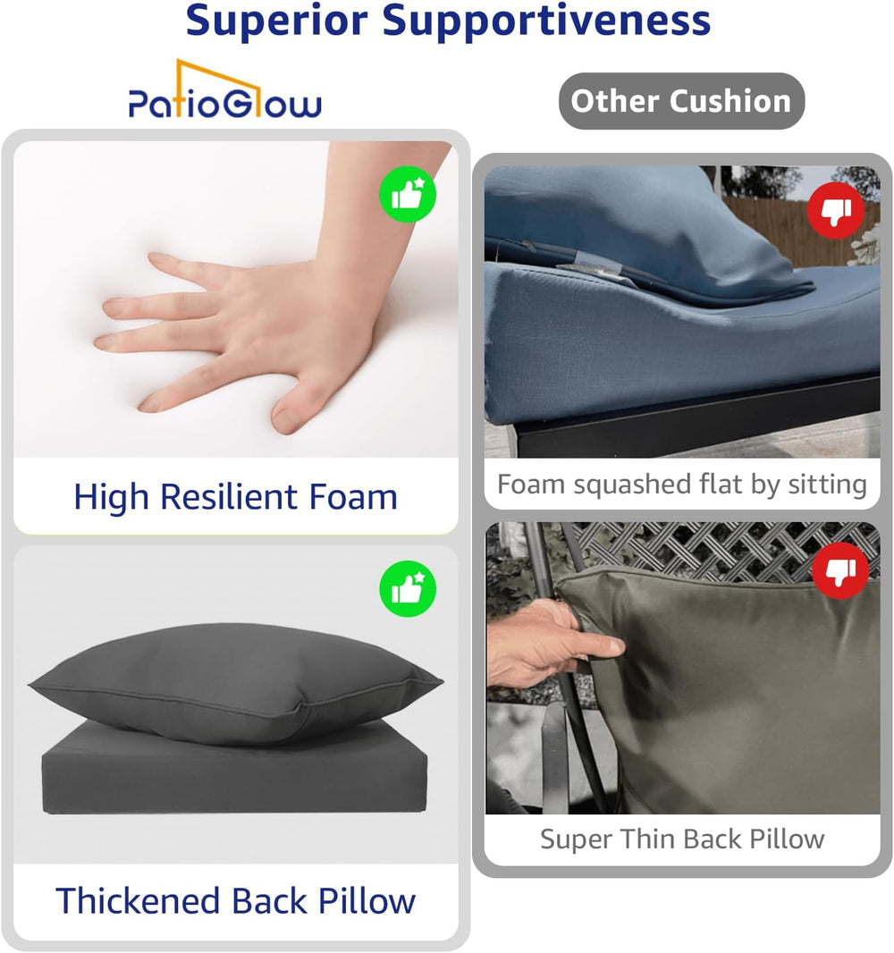 PatioGlow Outdoor Seat Cushion Set, 24" x 24" x 3.5", Set of 2...