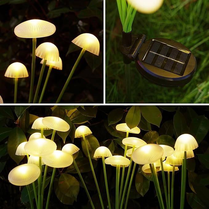 KAQ Solar Garden Lights Outdoor 6PK 48LED, Mushroom Solar Lights Outdoor, IP6...
