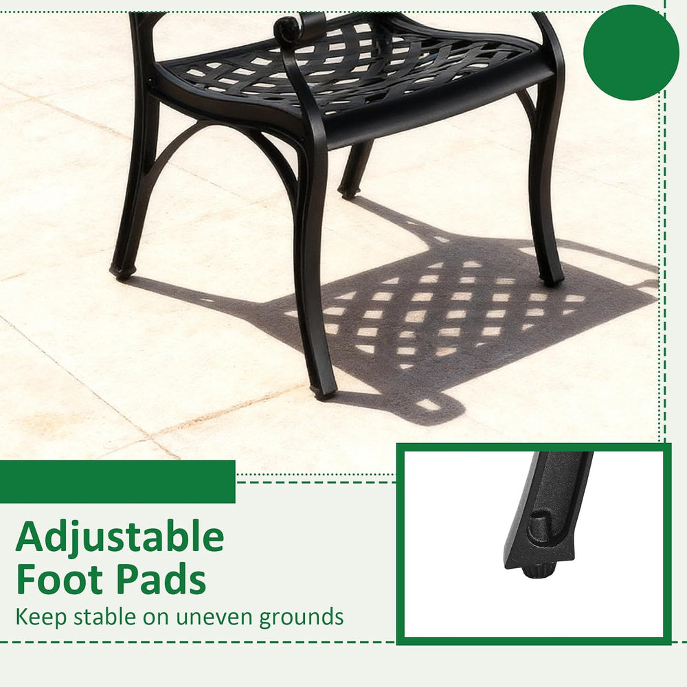 5 Piece Cast Aluminum Outdoor Dining Set, Outdoor Table and Chairs Set of 4, ...