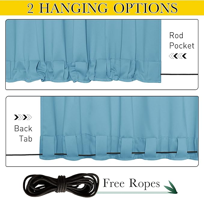 NICETOWN 2 Panels Weighted Outdoor Curtains for Patio Waterproof, Thermal Ins...