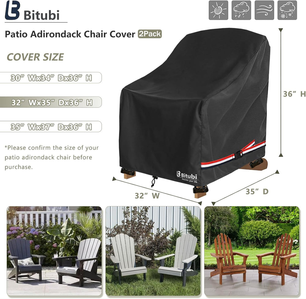 Waterproof 2 Pack Patio Adirondack Chair Cover for Outdoor Chair Size Up to 3...