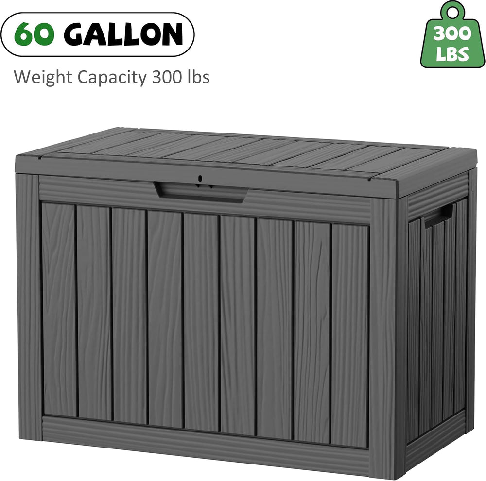 DRATO 60 Gallon Outdoor Storage Box Waterproof, Lockable Resin Deck Boxes