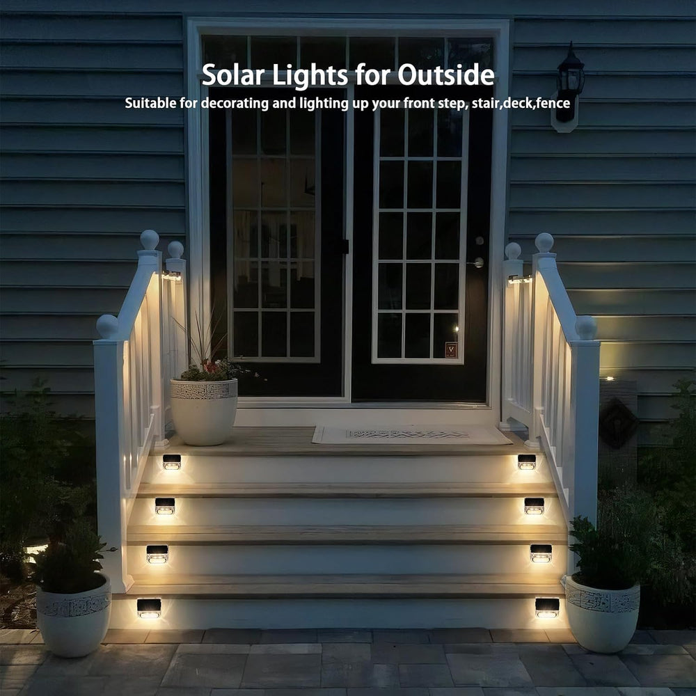Qualdout Solar Outdoor Lights, 8 Pack Solar Fence Deck Lights, Waterproof Out...
