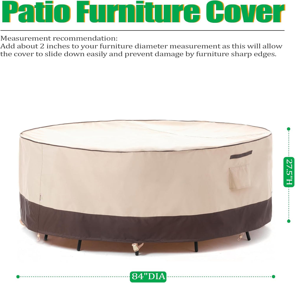 F&J Outdoors Round Outdoor Furniture Covers, 84"Dia x 27.5"H