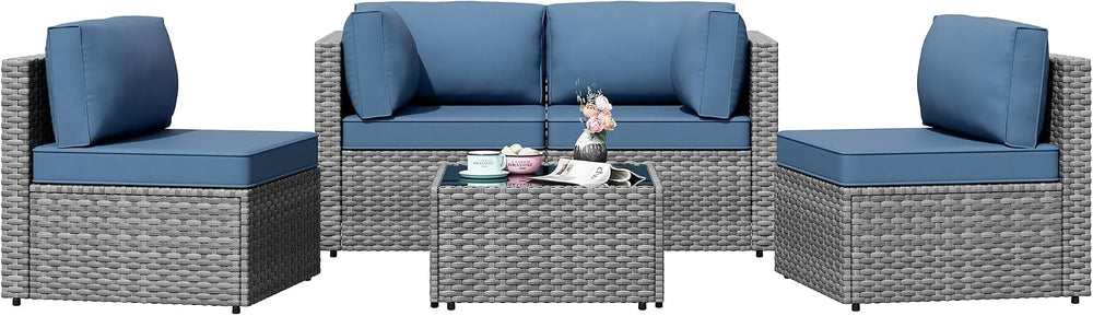 Patio Furniture Sets, 5 Piece Outdoor Sectional Sofas, Wicker Rattan Outdoor ...
