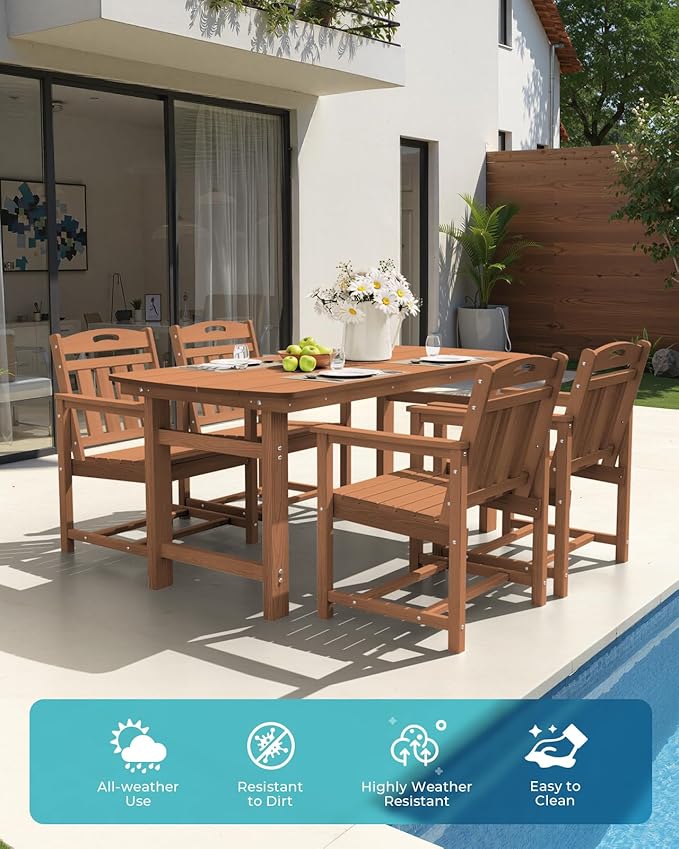 Ciokea Outdoor Patio Dining Chair Set of 2, HDPE Porch Chairs for Dining Tabl...