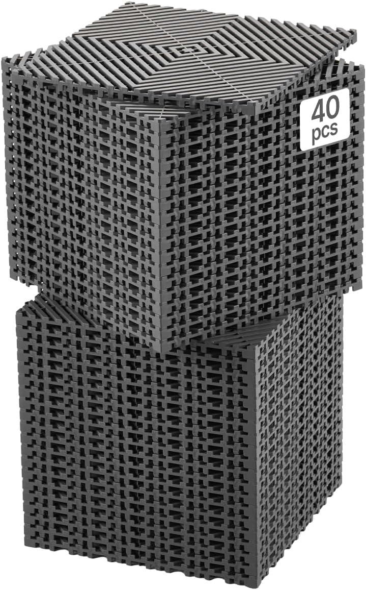 VEVOR Interlocking Drainage Mat, 12” x 12” Modular Interlocking Cushion, 40 P...