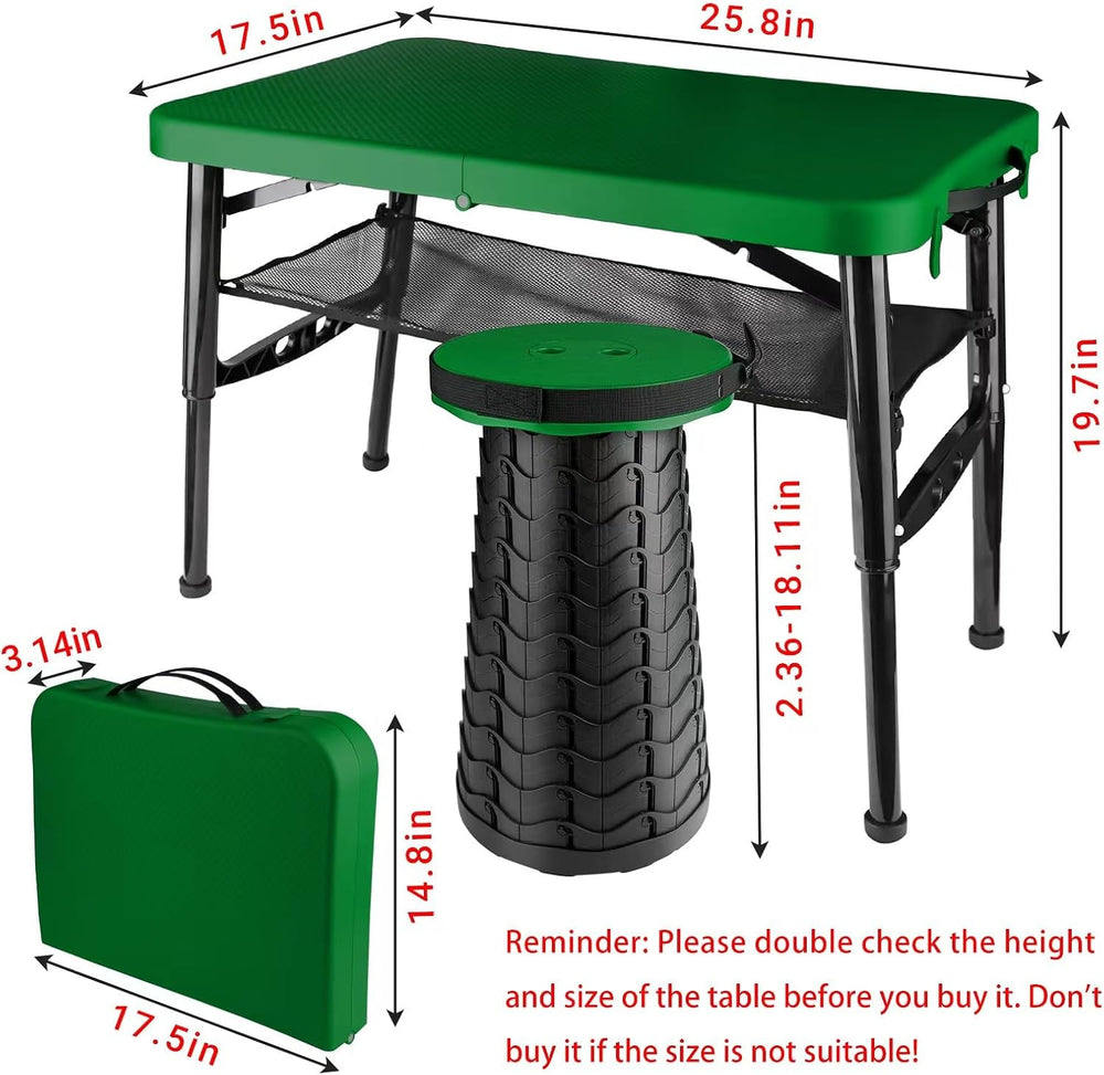 Small Folding Table and Stool, Portable, Adjustable Height, Camping & Pic...