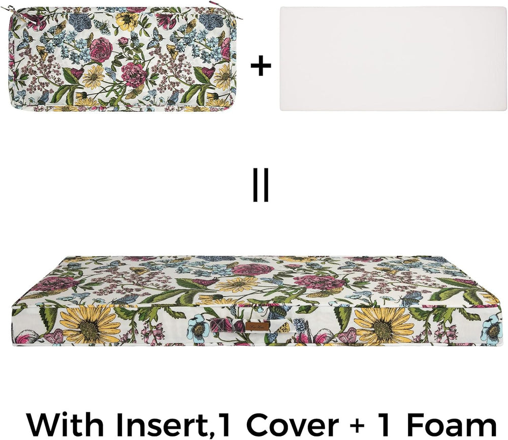 FUNHOME Outdoor Bench Cushion 45 x18 x3 Inch,Water Resistant Portable Settee ...