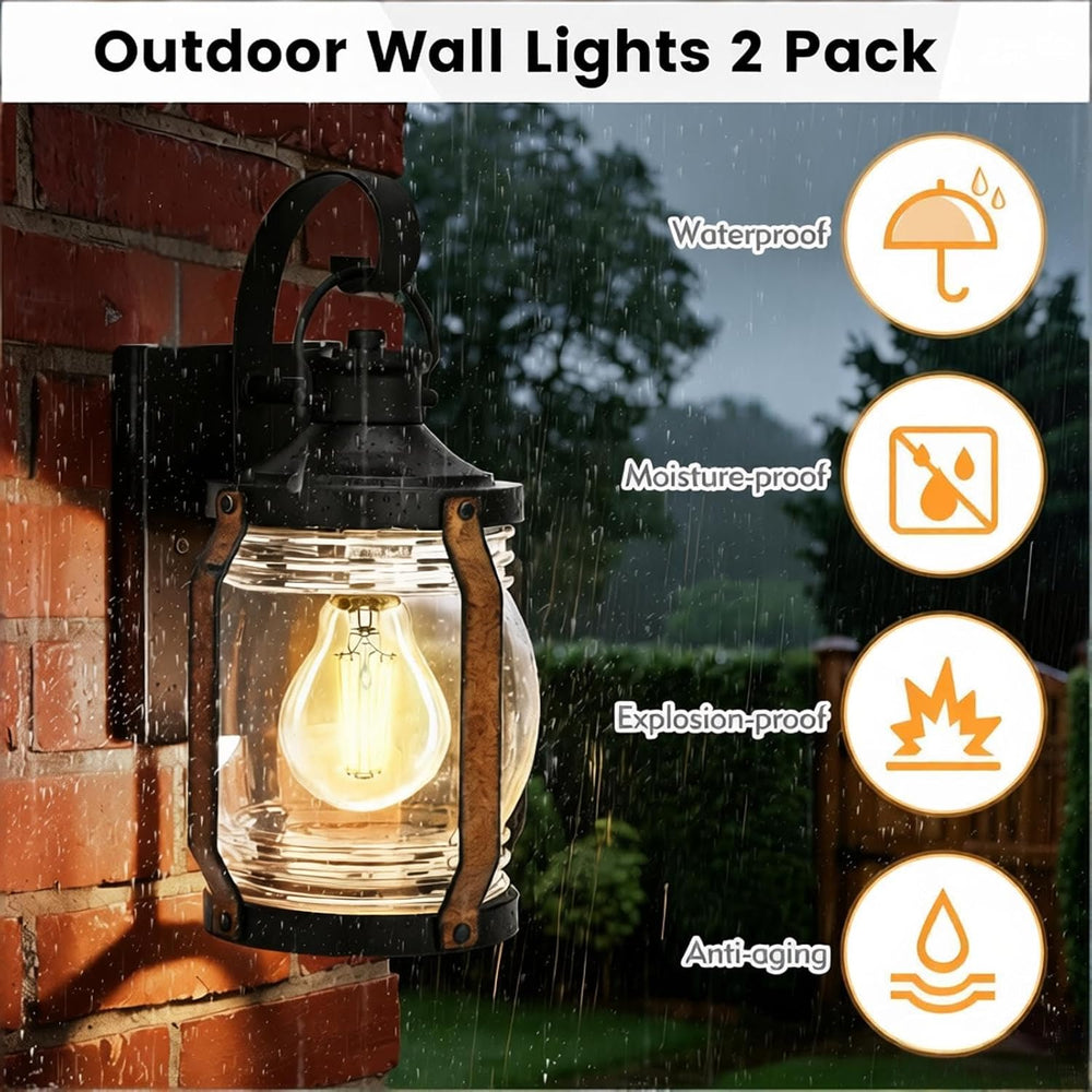 Outdoor Wall Lantern Lights, Black Exterior Wall Sconce Garage Light Fixtures...