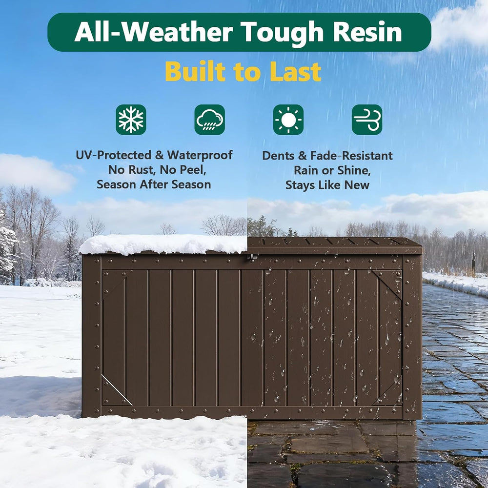 100 Gallon Outdoor Storage Box, Waterproof Resin Deck Box Organizer for Patio...
