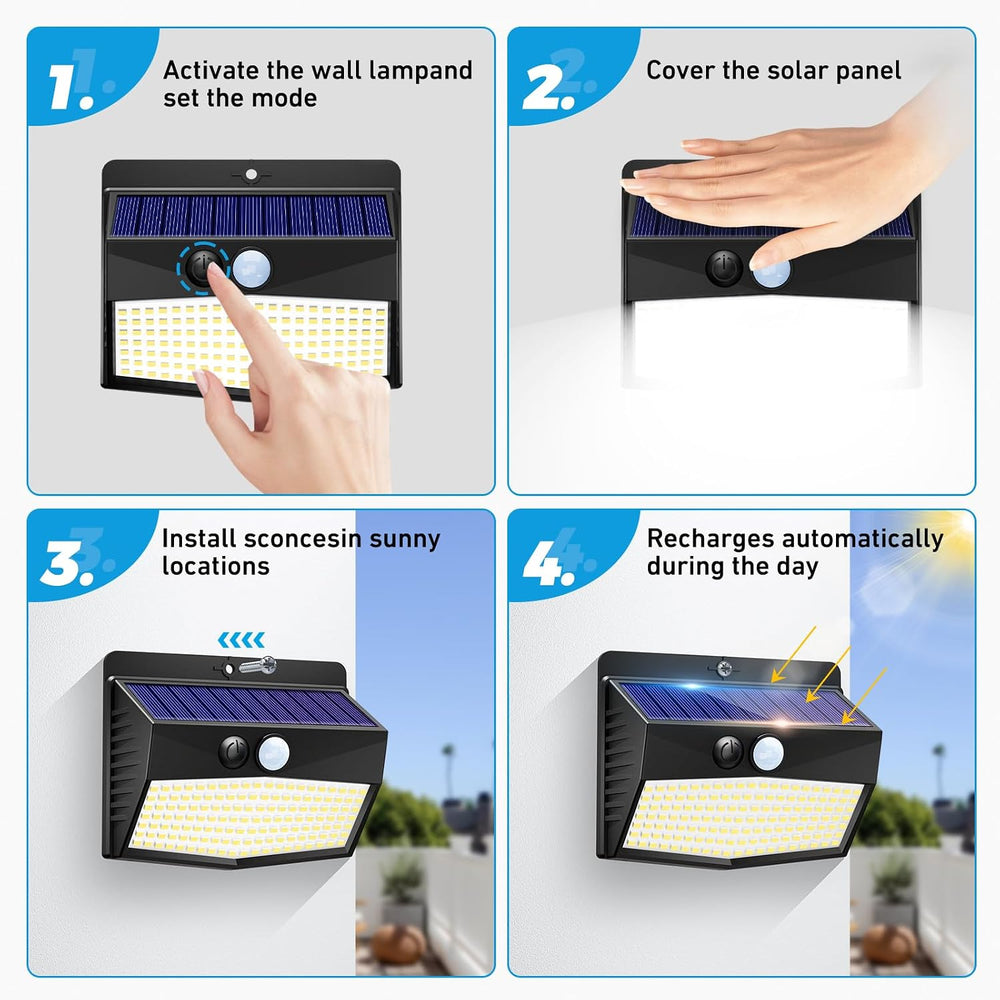Peasur Solar Motion Sensor Outdoor Light 12Pack, 138 LED, Black-Cool White