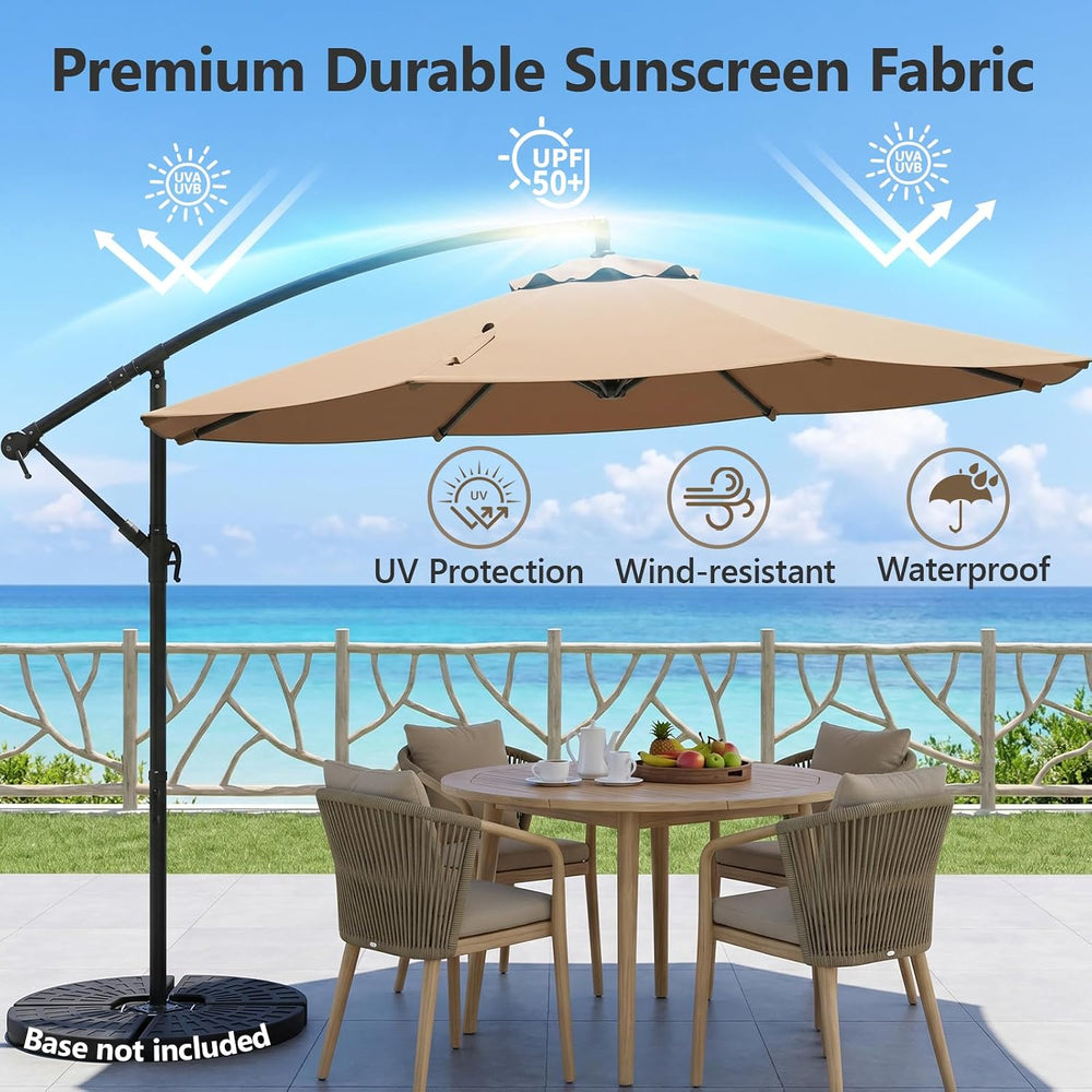 10FT Patio Umbrella, Cantilever Offset Hanging Market Umbrella
